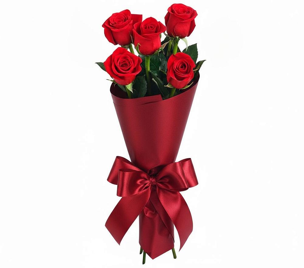 Букет 5 Красных роз Эдлесс Лав в Масловский