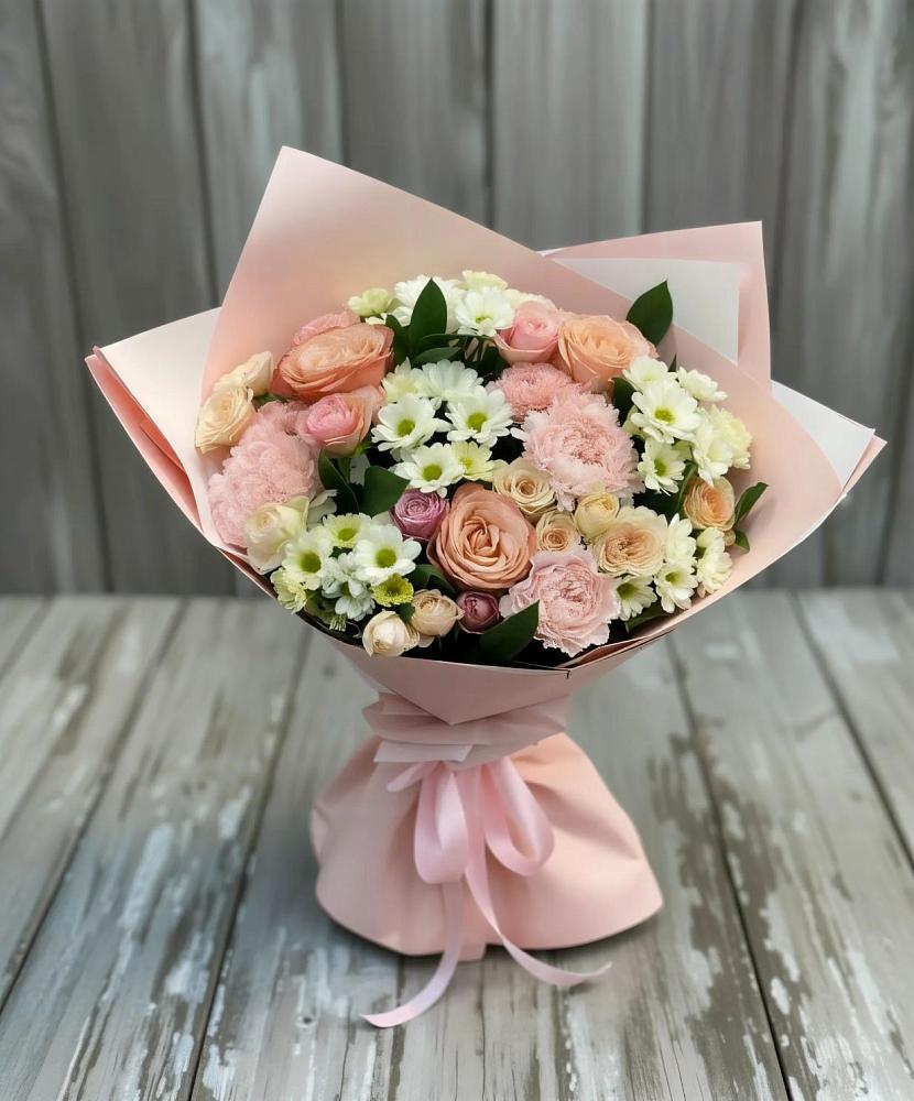 Букет цветов из: Гвоздики, Розы и Хризантемы в Масловский