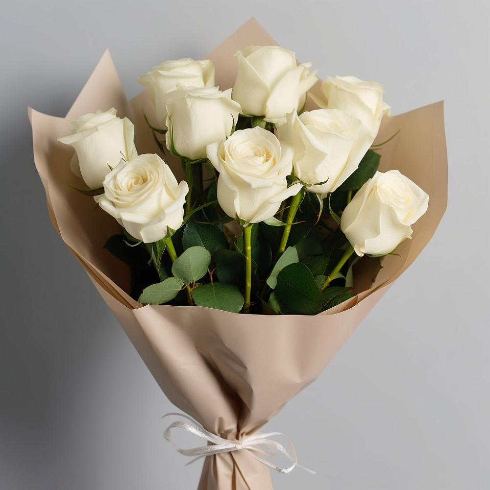 Букет 9 Белых роз Эдлесс Лав в Масловский