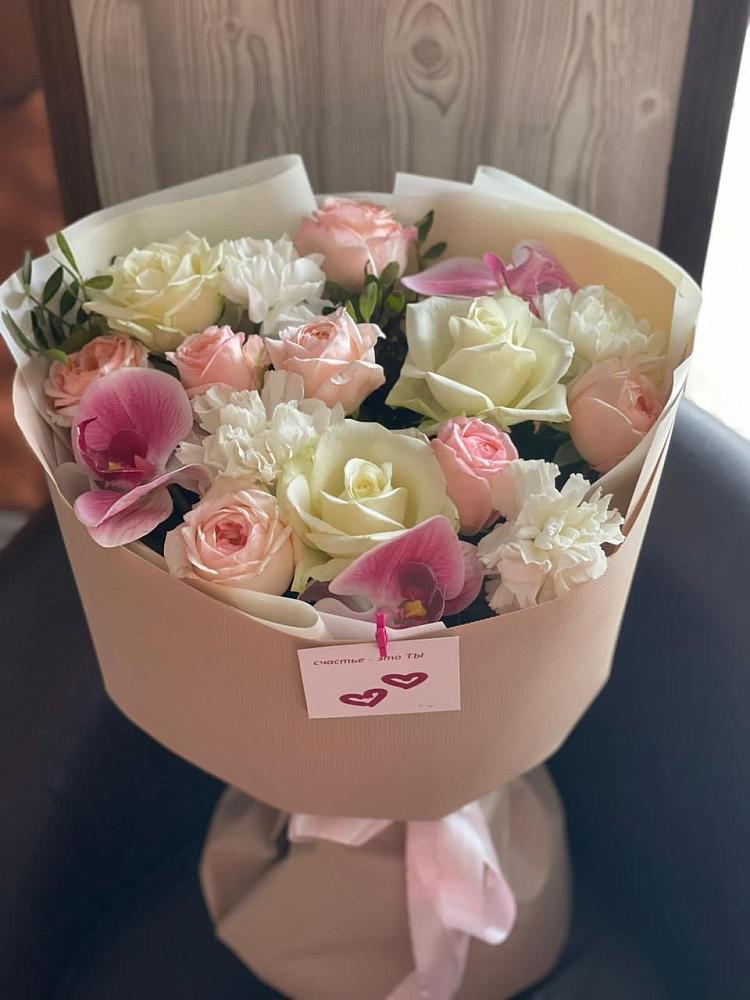 Букет цветов из: Орхидеи, Розы и Гвоздики в Масловский