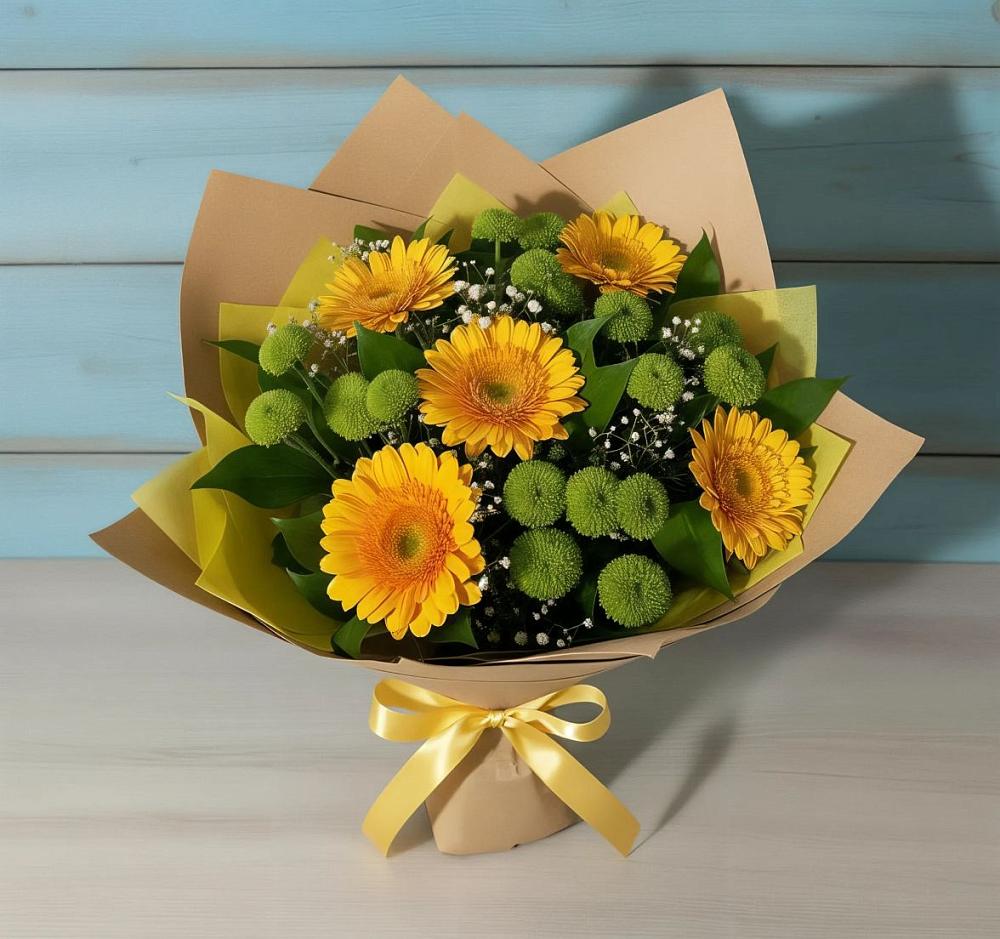 Букет цветов из: Герберы и Хризантемы в Масловский