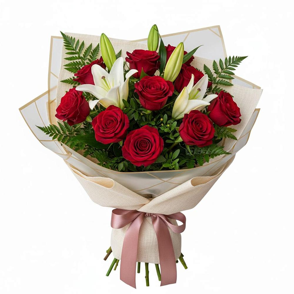 Букет цветов из: Лилии и Розы в Масловский