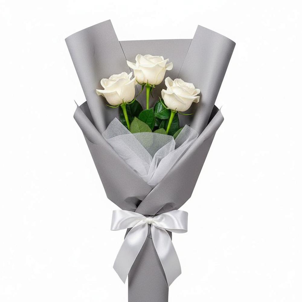 Букет 3 белые розы в Масловский