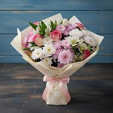 Букет цветов из:  Хризантемы, Альстромерии и Розы в Масловский