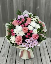 Букет цветов из:  Альстромерии, Гвоздики, Розы и Хризантемы в Масловский
