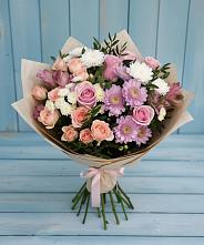 Букет цветов из:  Хризантемы, Розы и Альстромерии в Масловский