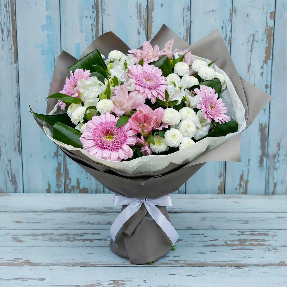 Букет цветов из: Герберы, Альстромерии и Хризантемы в Масловский